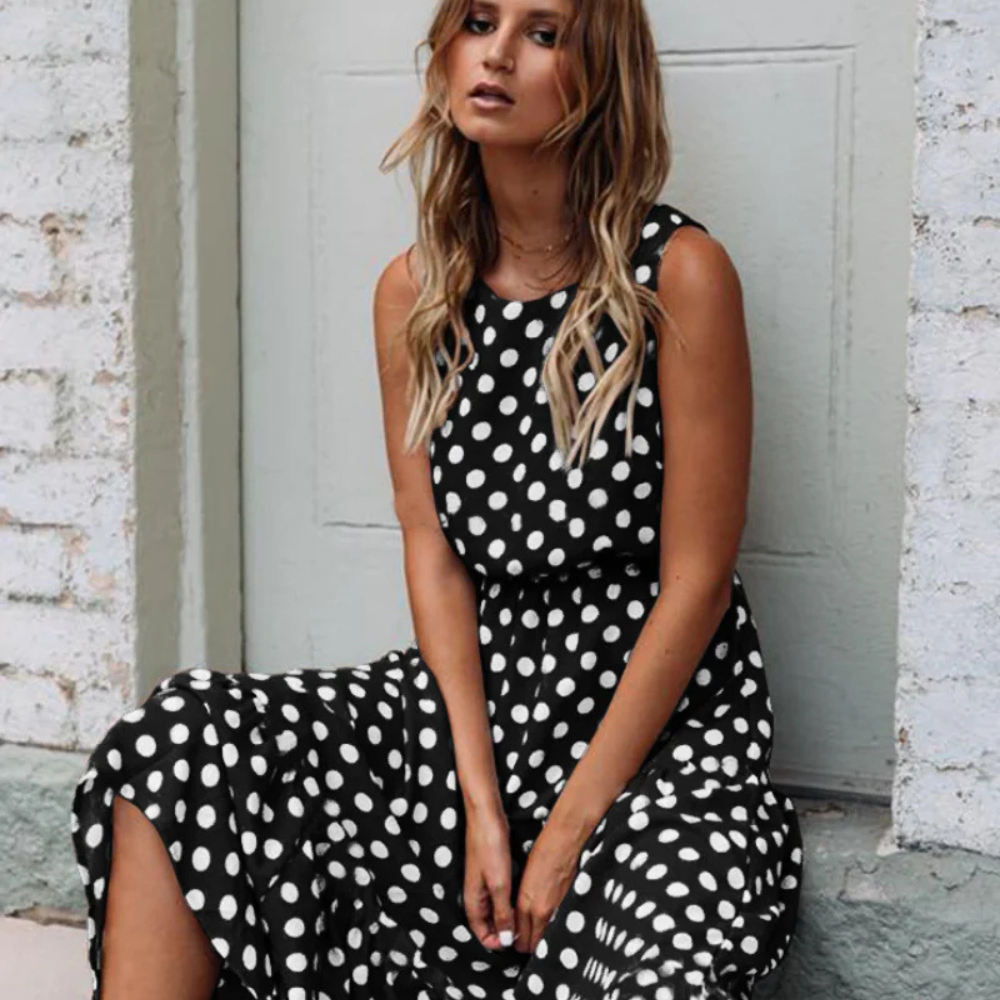 Elegant summer dress with polka dots - NADJA