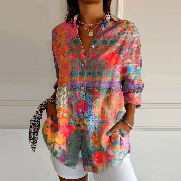 Joan™ -  Vintage Floral Print Blouse