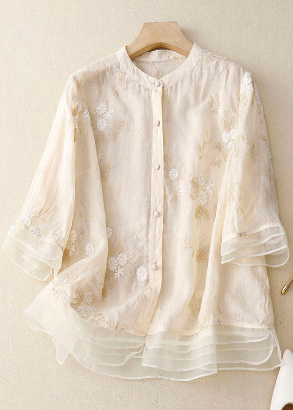 Eloise™ | Embroidered Cotton-Linen Blouse