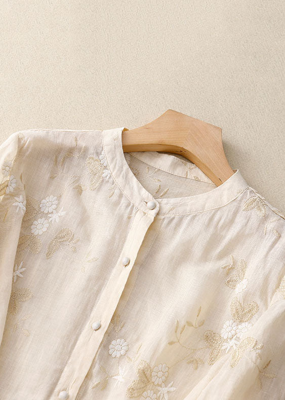 Eloise™ | Embroidered Cotton-Linen Blouse