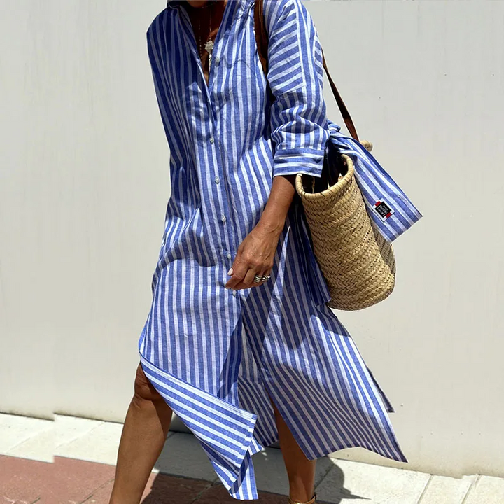 Sophie | Elegant Striped Shirt Dress