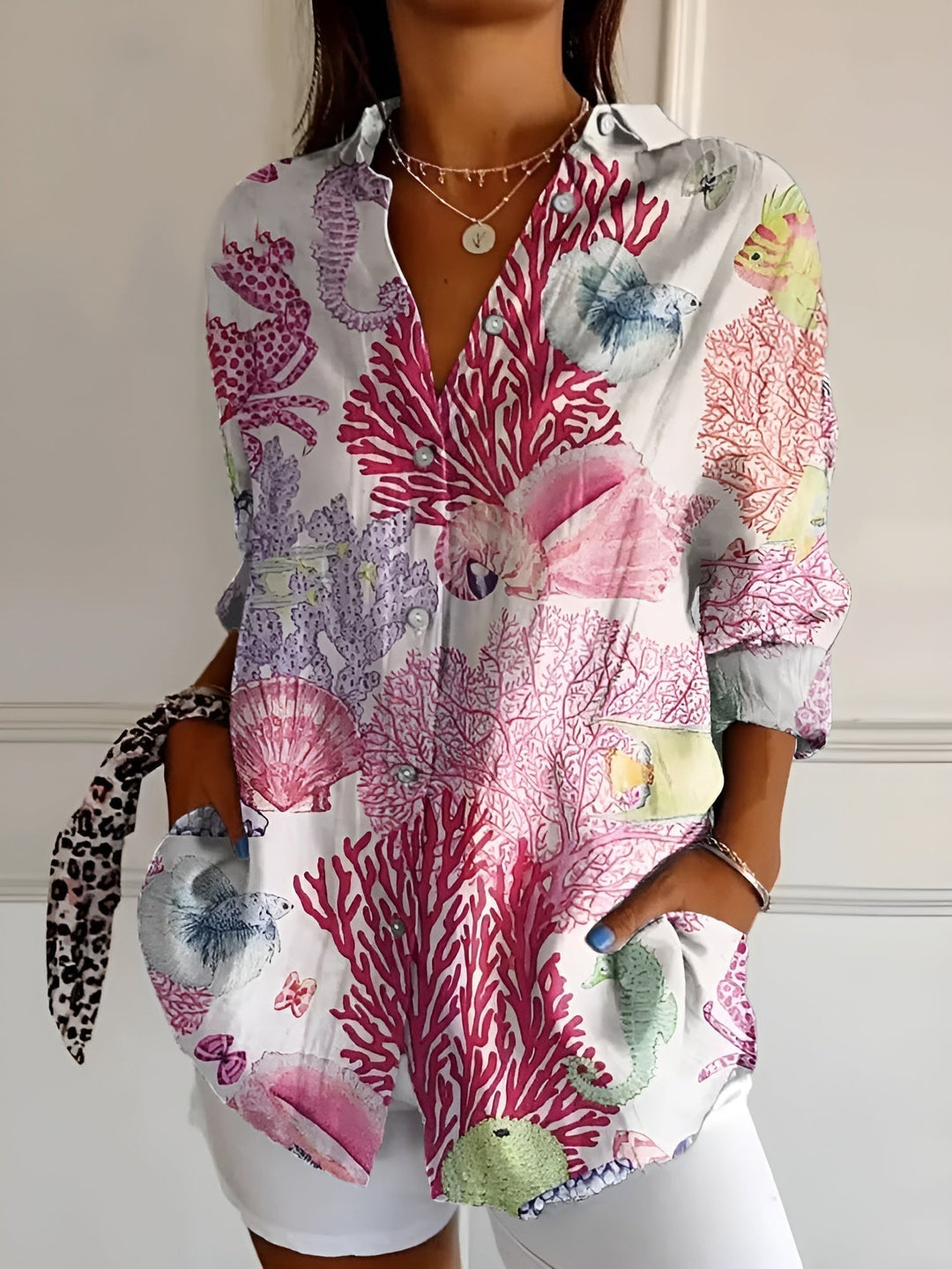 Amara™ | Floral Breeze Button-Up Shirt