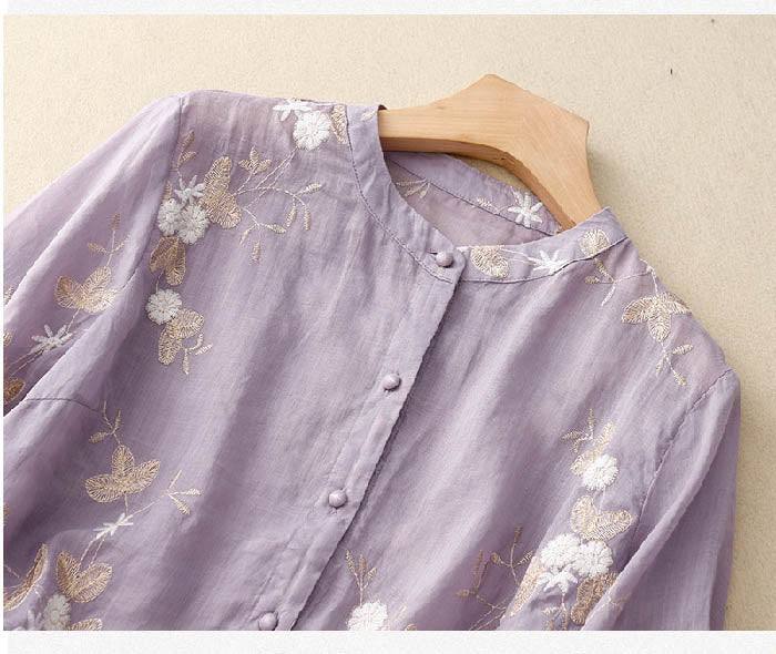 Eloise™ | Embroidered Cotton-Linen Blouse